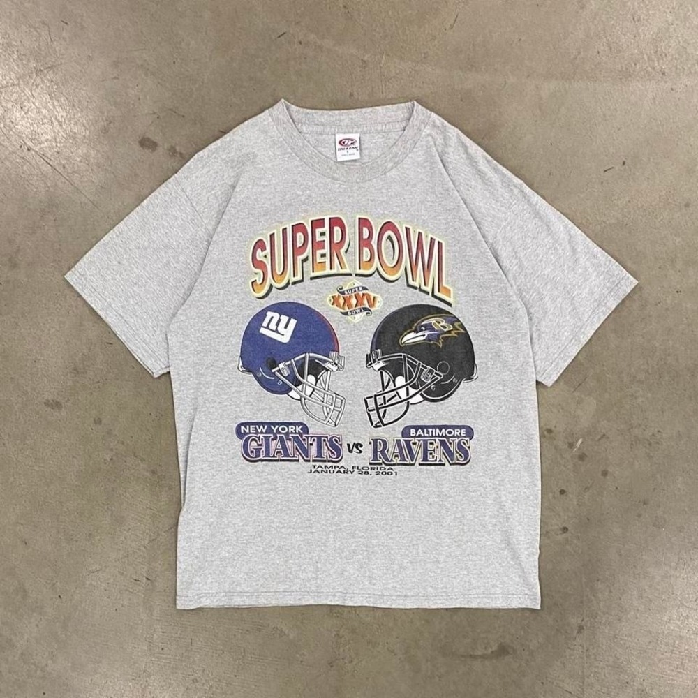 Vintage NFL Super Bowl XXXV 2001 New York Giants Vs Baltimore Ravens Shirt L